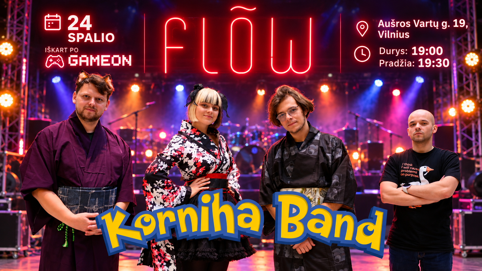 Korniha Band koncertas Flow bare, spalio 24 d., Vilnius